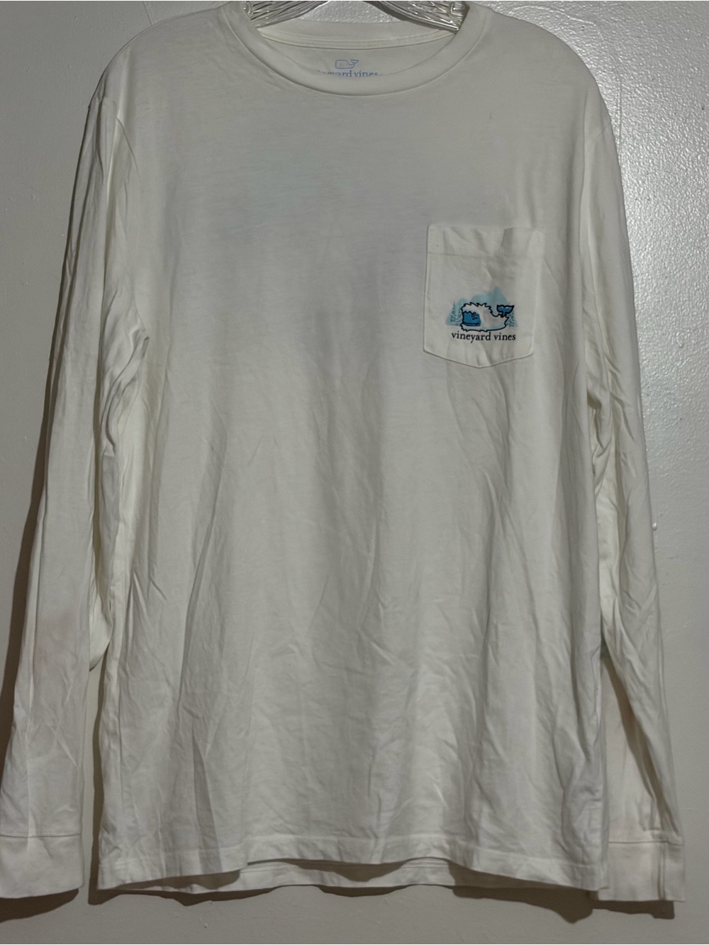 Vineyard Vines Yeti Whale Long Sleeve Pocket T-Shirt Adult Size M